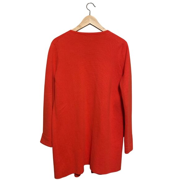 J Crew Women’s Cardigan Long Burnt Orange Open Sz S Heavy Cotton Knit Lagenlook - Picture 9 of 14